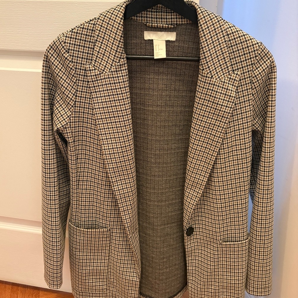 H&M Black and Brown Houndstooth Blazer